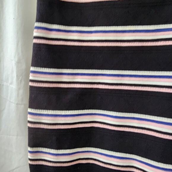 MSGM Milano Striped Knit Mini Off Shoulder Dress M Black White Pink Ruffle Party - Picture 4 of 11